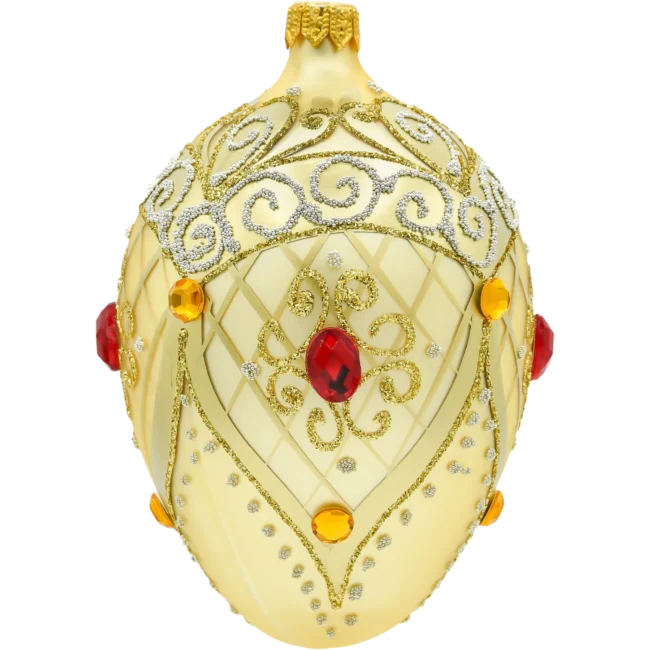 Szklana bombka choinkowa Ekskluzywne jajo Faberge z rubinem: złote