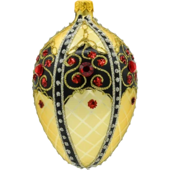 Ekskluzywne jajo Faberge z czarnym ornamentem: złote