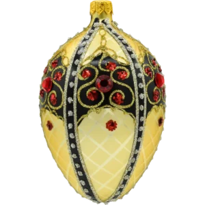 Szklana Bombka Choinkowa Ekskluzywne jajo Faberge z czarnym ornamentem: złote bok