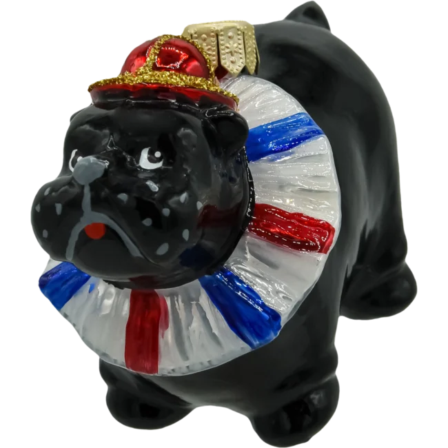Szklana Bombka Choinkowa Figurka Cyrkowy Buldog: czarny front