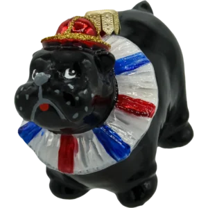 Szklana Bombka Choinkowa Figurka Cyrkowy Buldog: czarny front