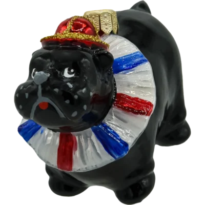 Szklana Bombka Choinkowa Figurka Cyrkowy Buldog: czarny front