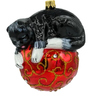 Szklana Bombka Choinkowa Figurka Kot na bombce