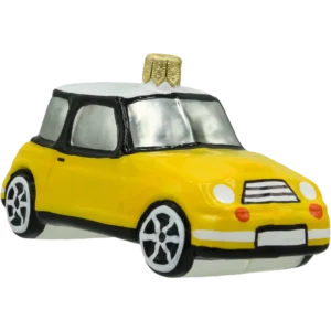 Szklana Bombka Choinkowa Figurka Mini Cooper żółty