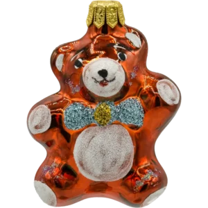 Szklana Bombka Choinkowa Figurka Miś w muszce