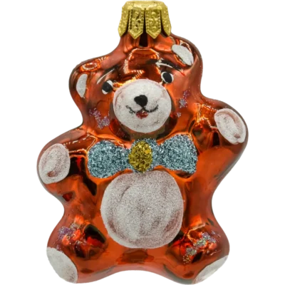 Szklana Bombka Choinkowa Figurka Miś w muszce