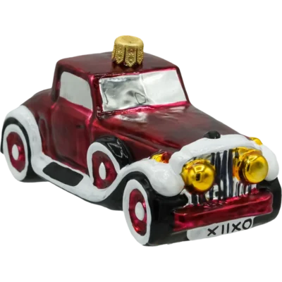 Szklana Bombka Choinkowa Figurka Retro samochód: bordowy
