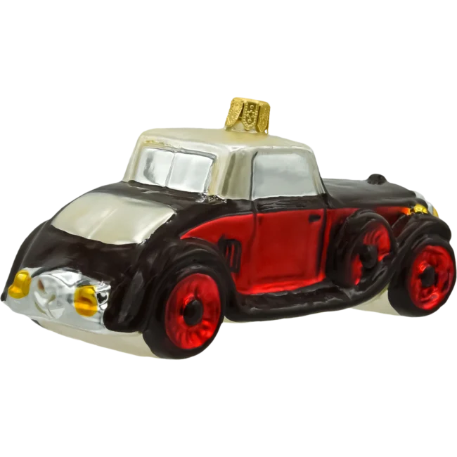 Szklana Bombka Choinkowa Figurka Retro Samochód Brązowy tył