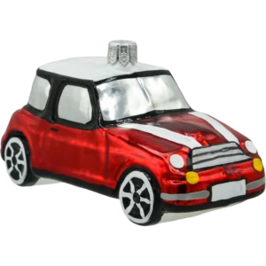 Szklana Bombka Choinkowa Figurka Samochód Mini Cooper Czerwony