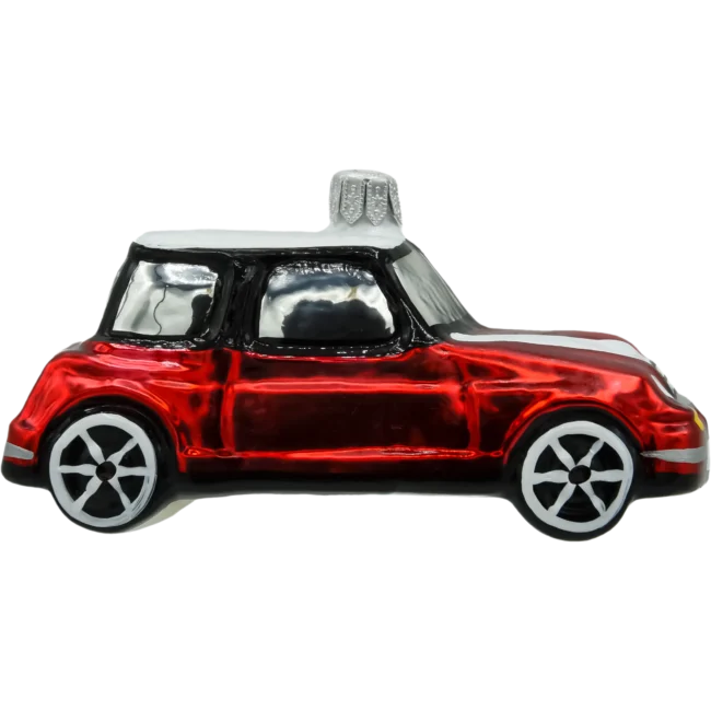 Szklana Bombka Choinkowa Figurka Samochód mini cooper czerwony profil
