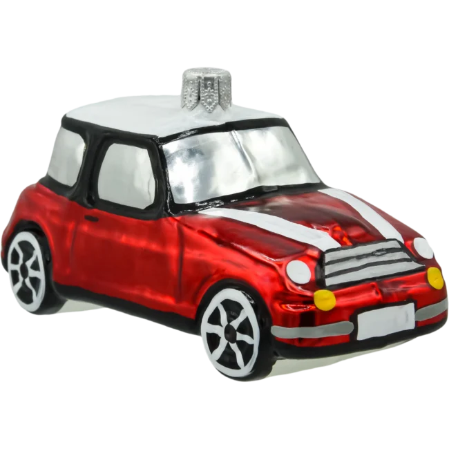 Szklana Bombka Choinkowa Figurka Samochód mini cooper czerwony