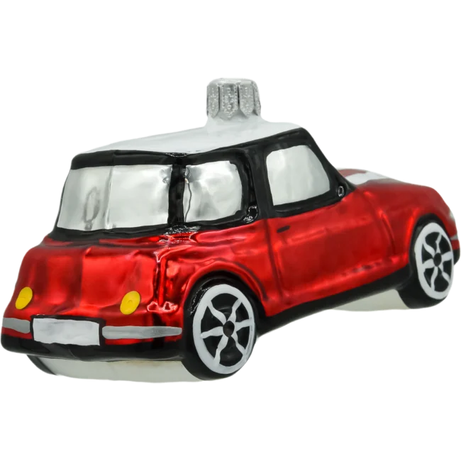 Szklana Bombka Choinkowa Figurka Samochód mini cooper czerwony tył