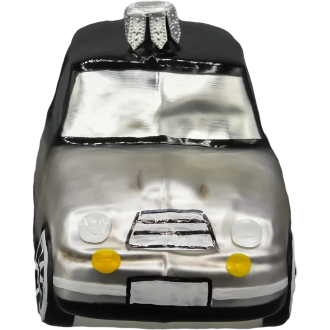 Szklana Bombka Choinkowa Figurka Retro Samochód Mini Morris: szary front