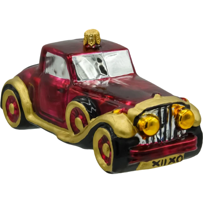Szklana Bombka Choinkowa Figurka Retro samochód: złoty