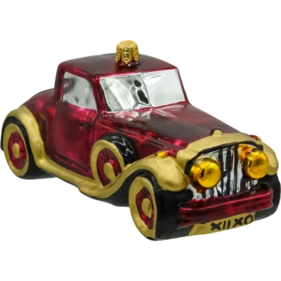 Szklana Bombka Choinkowa Figurka Retro samochód: złoty