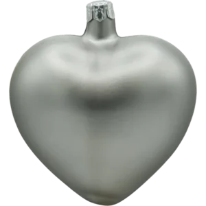 Szklana Bombka Choinkowa Figurka Serce matowe: srebrne bok