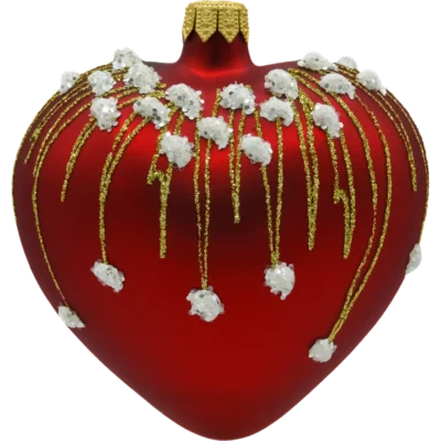 Szklana Bombka Choinkowa Figurka Serce matowe z brokatem: czerwone