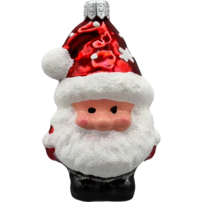 Szklana Bombka Choinkowa Figurka Świąteczny Skrzat Mikołaj: czerwony