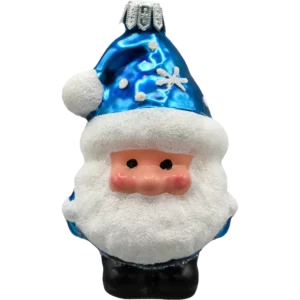 Szklana Bombka Choinkowa Figurka Świąteczny Skrzat Mikołaj: niebieski