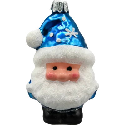 Szklana Bombka Choinkowa Figurka Świąteczny Skrzat Mikołaj: niebieski