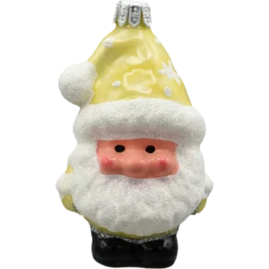 Szklana Bombka Choinkowa Figurka Świąteczny Skrzat Mikołaj: żółty