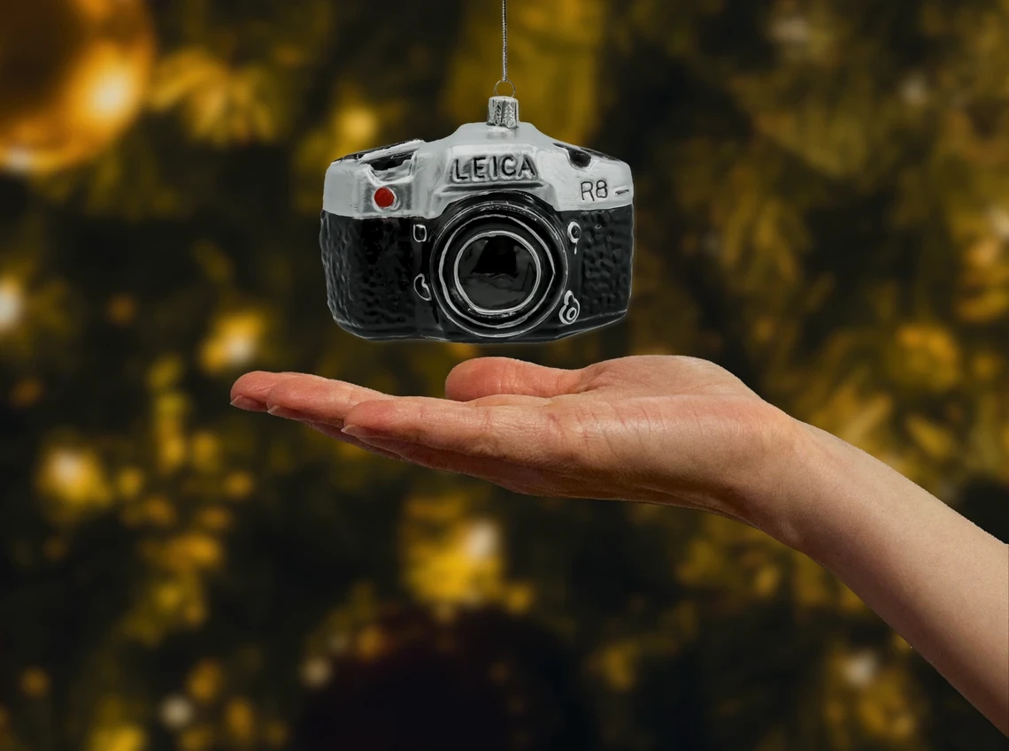 Bombka szklana figurka Aparat Analogowy Leica R8 realne zdjęcie