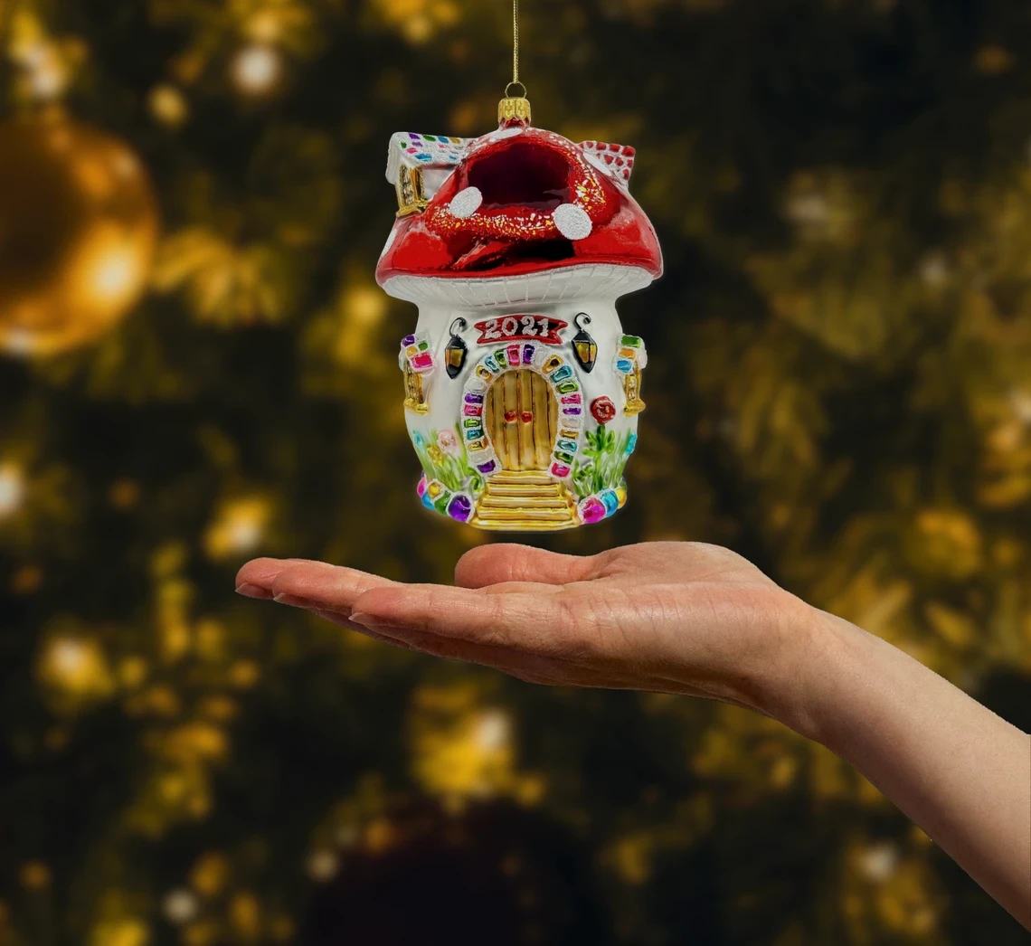 Bombka szklana figurka Bajkowy Domek Grzybek realne zdjęcie