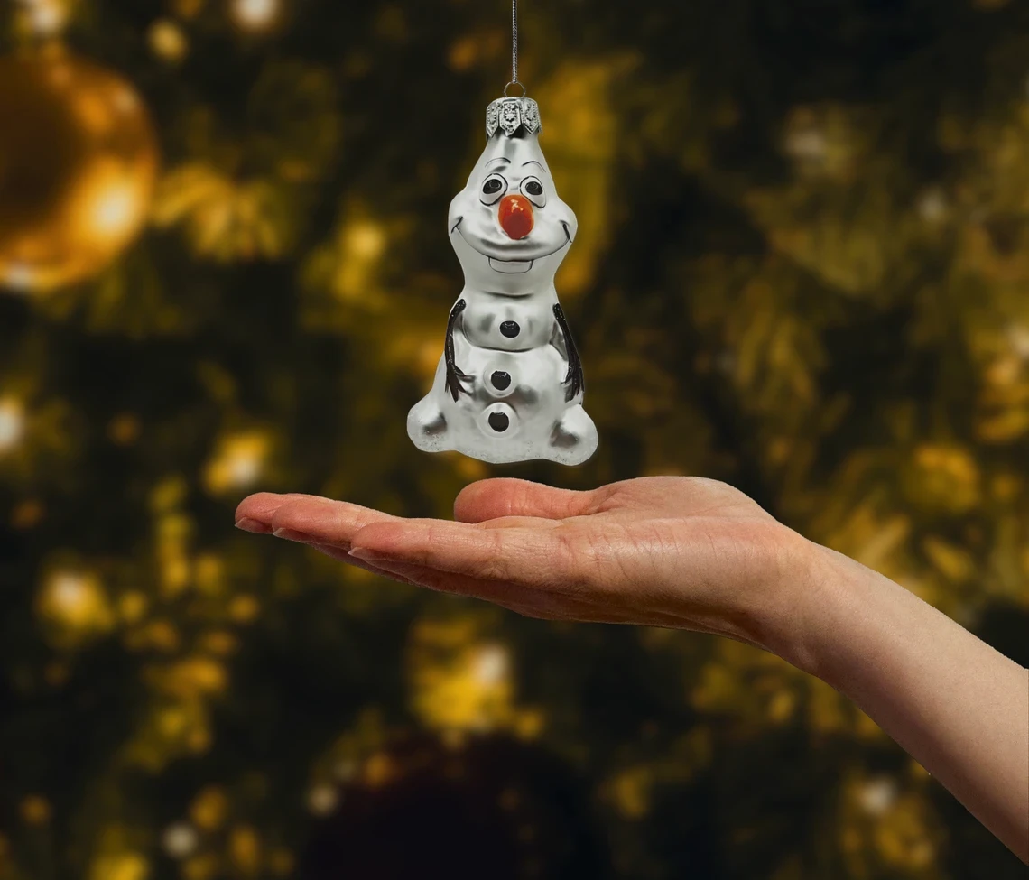 Bombka szklana figurka Bałwan Olaf realne zdjęcie