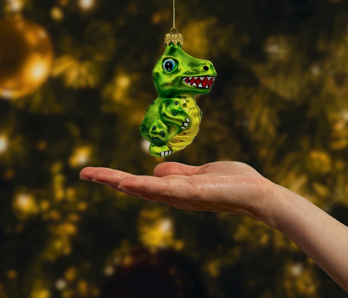 Bombka szklana figurka Dinozaur T-Rex realne zdjęcie