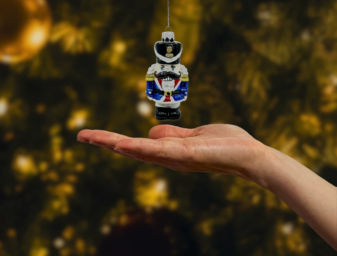 Bombka szklana figurka Dziadek do orzechów: niebieski realne zdjęcie