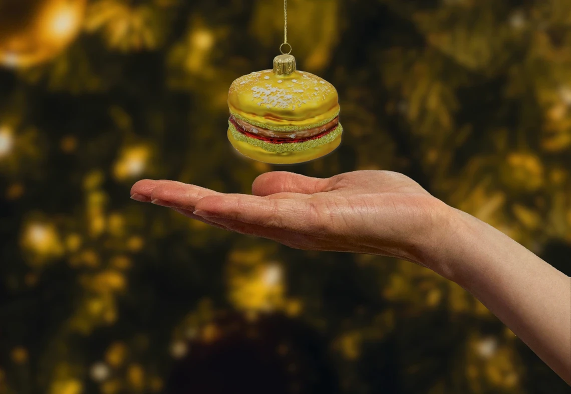 Bombka szklana figurka Hamburger realne zdjęcie