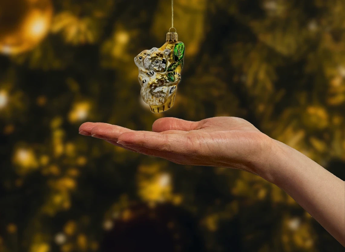 Bombka szklana figurka Koala z małym realne zdjęcie