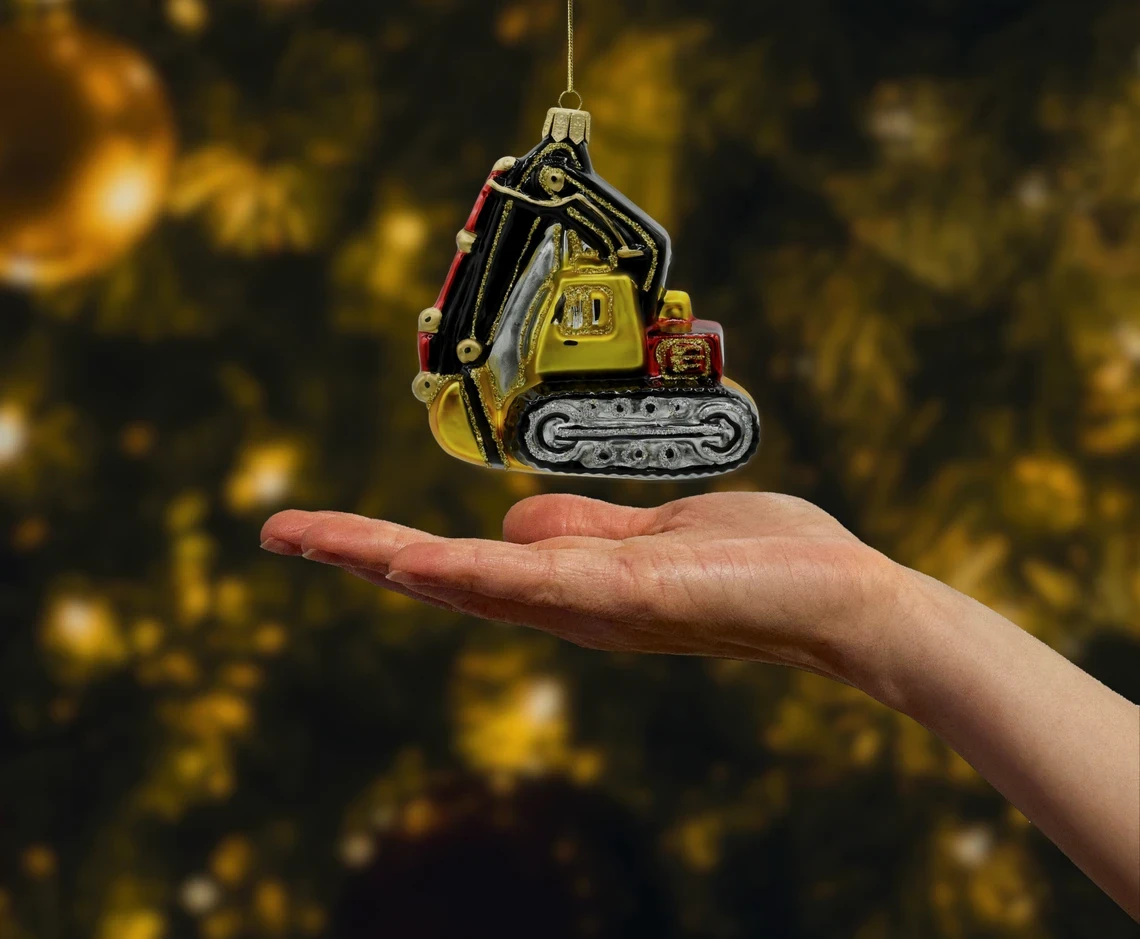 Bombka szklana figurka Koparka realne zdjęcie