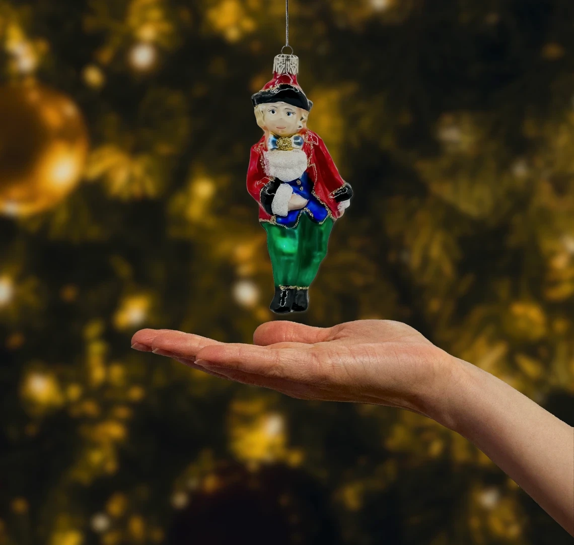 Bombka szklana figurka Książe w stroju barokowym: czerwony realne zdjęcie