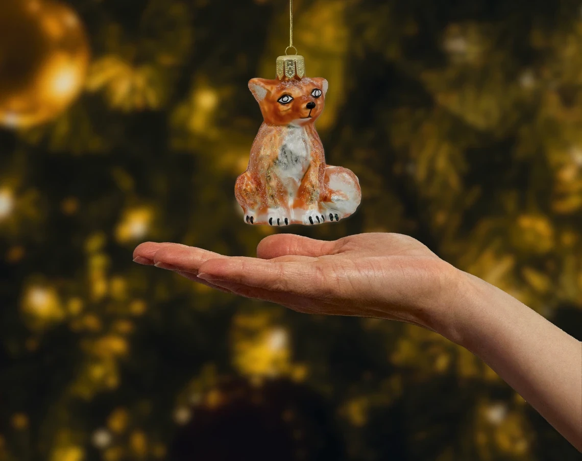 Bombka szklana figurka Lisek realne zdjęcie