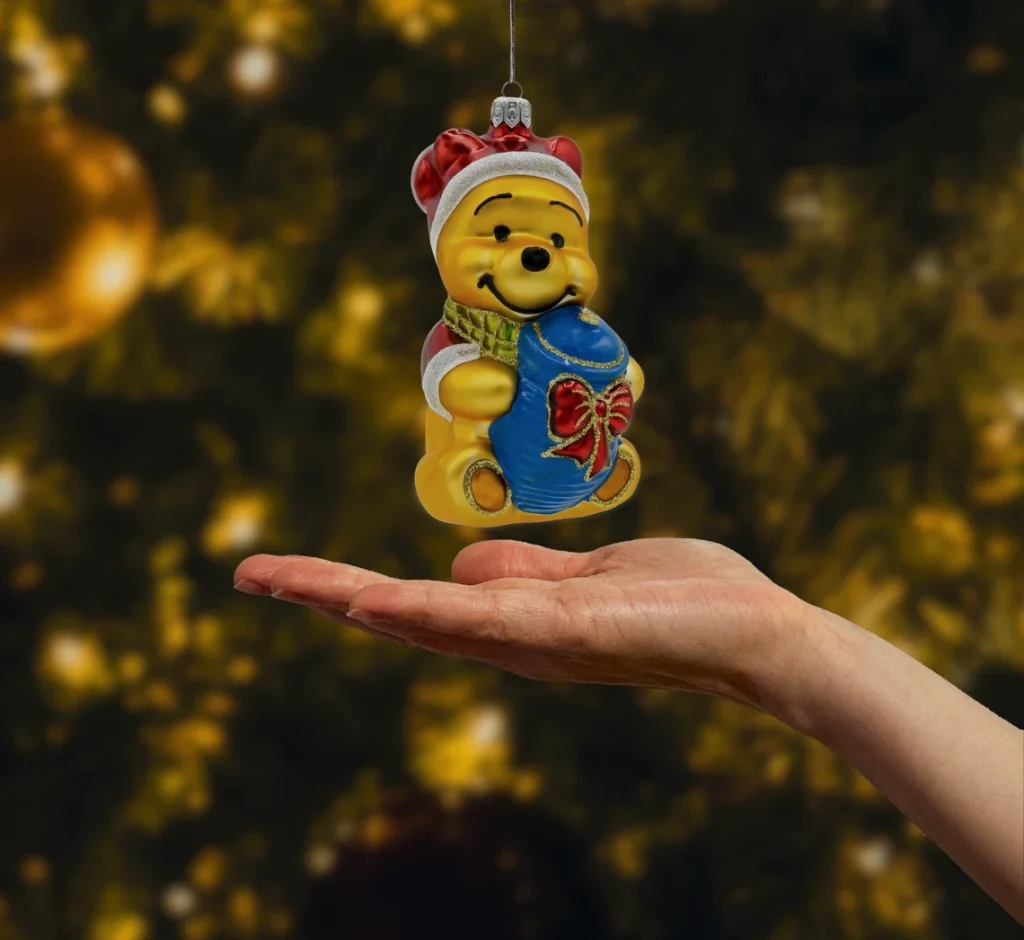 Bombka szklana figurka Miś Kubuś Puchatek z garnkiem miodu realne zdjęcie