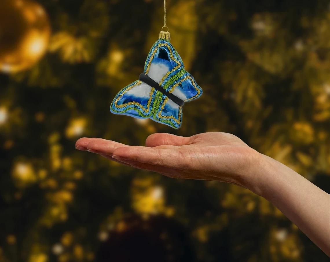 Bombka szklana figurka Motyl realne zdjęcie