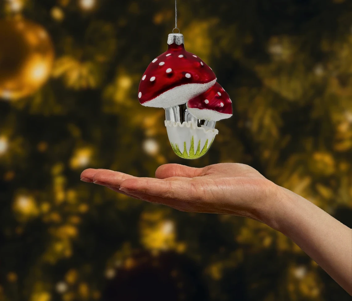 Bombka szklana figurka Muchomor czerwony realne zdjęcie