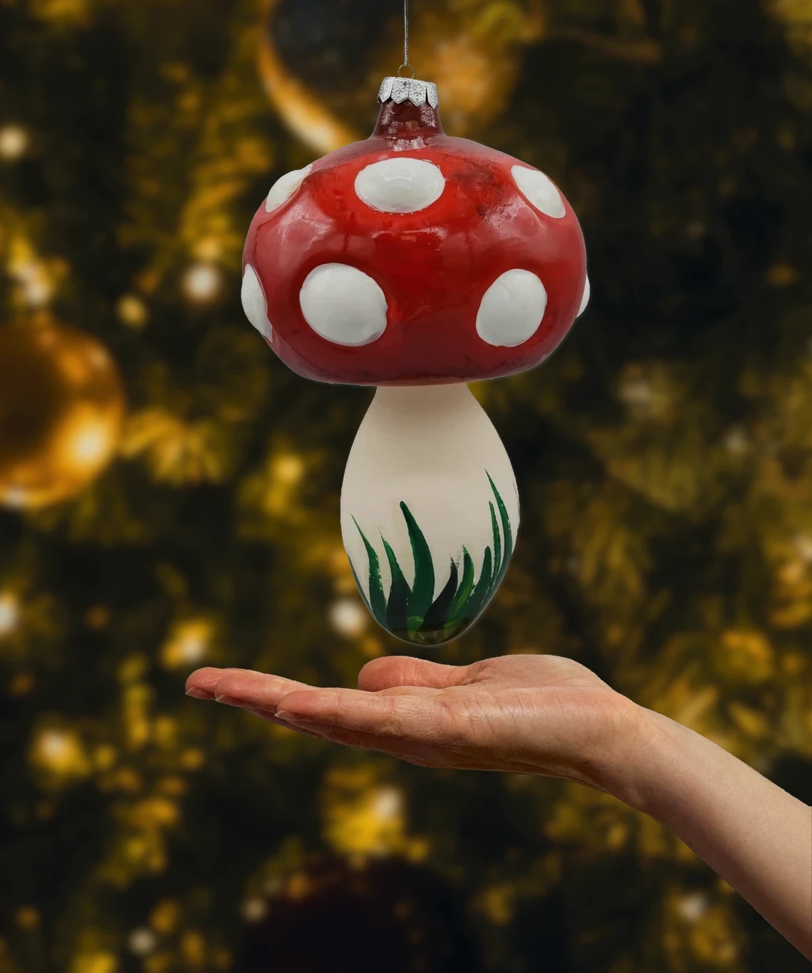 Bombka szklana figurka Muchomor wielki realne zdjęcie