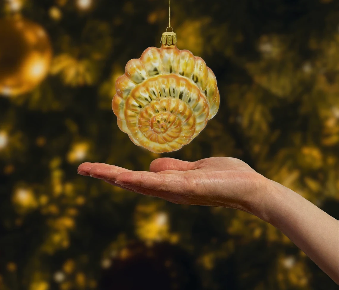 Bombka szklana figurka Muszla spiralna realne zdjęcie