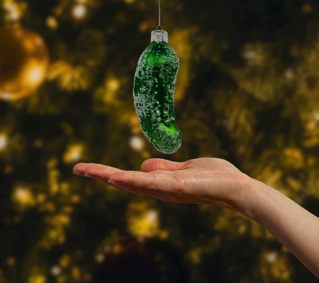 Bombka szklana figurka Ogórek świąteczny realne zdjęcie