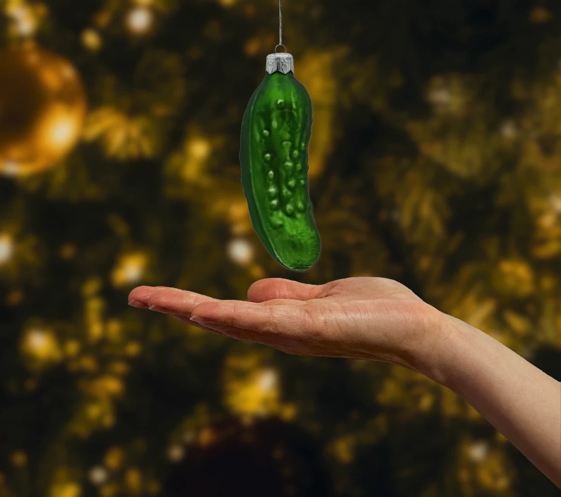 Bombka szklana figurka Ogórek zielony realne zdjęcie