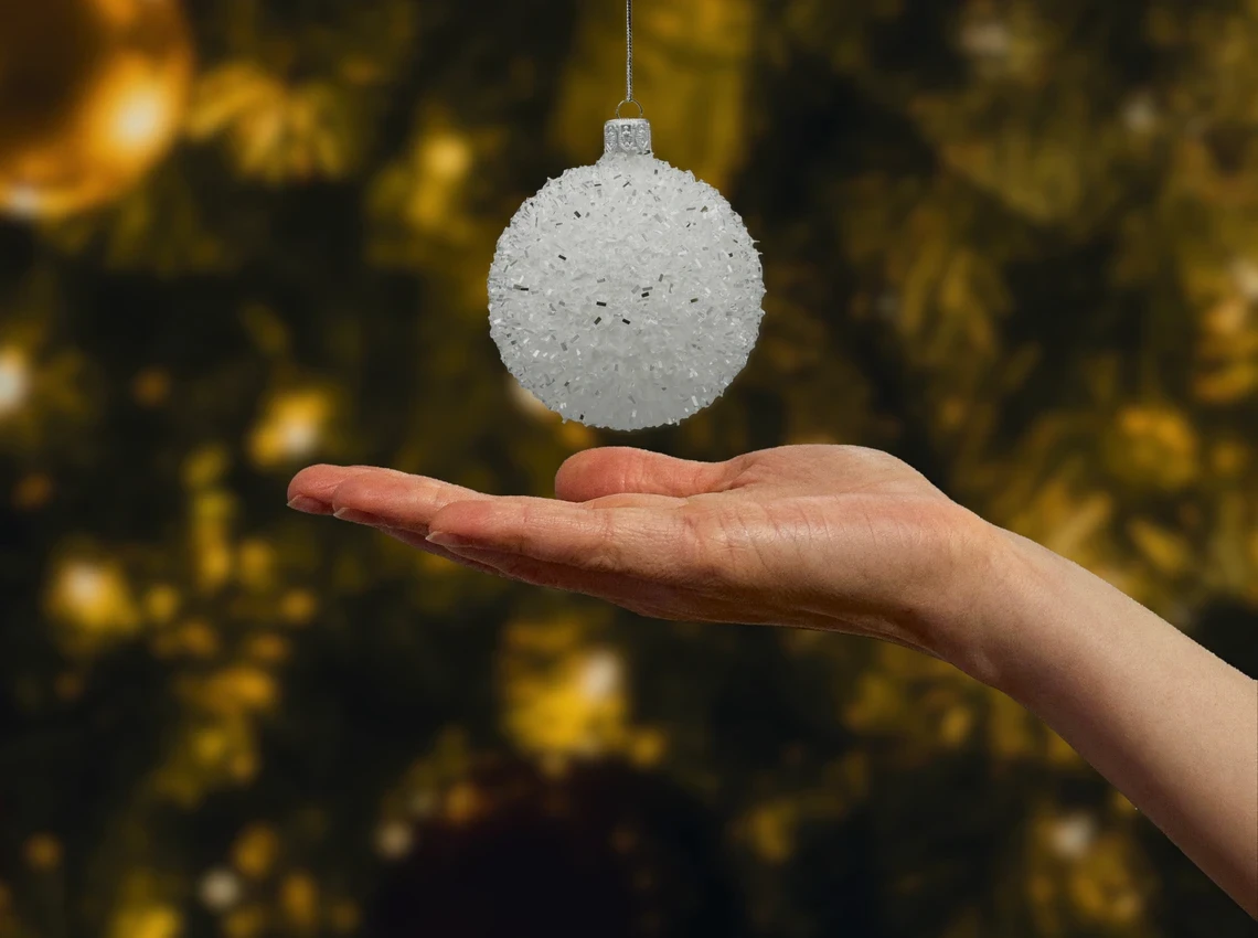 Bombka szklana figurka Okrągła bombka śnieżka: średnia realne zdjęcie