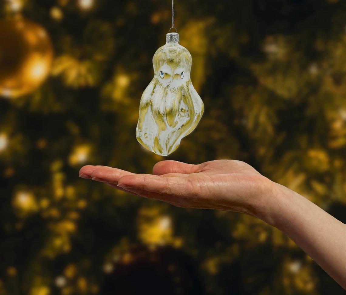 Bombka szklana figurka Ośmiornica z głębin: złota realne zdjęcie