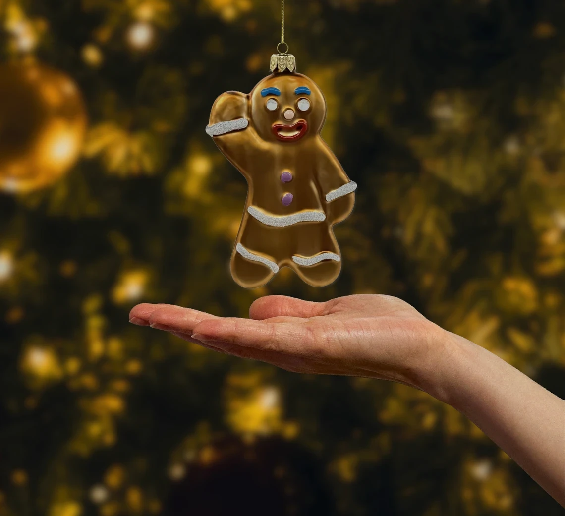 Bombka szklana figurka Piernikowy ludzik: brązowy realne zdjęcie