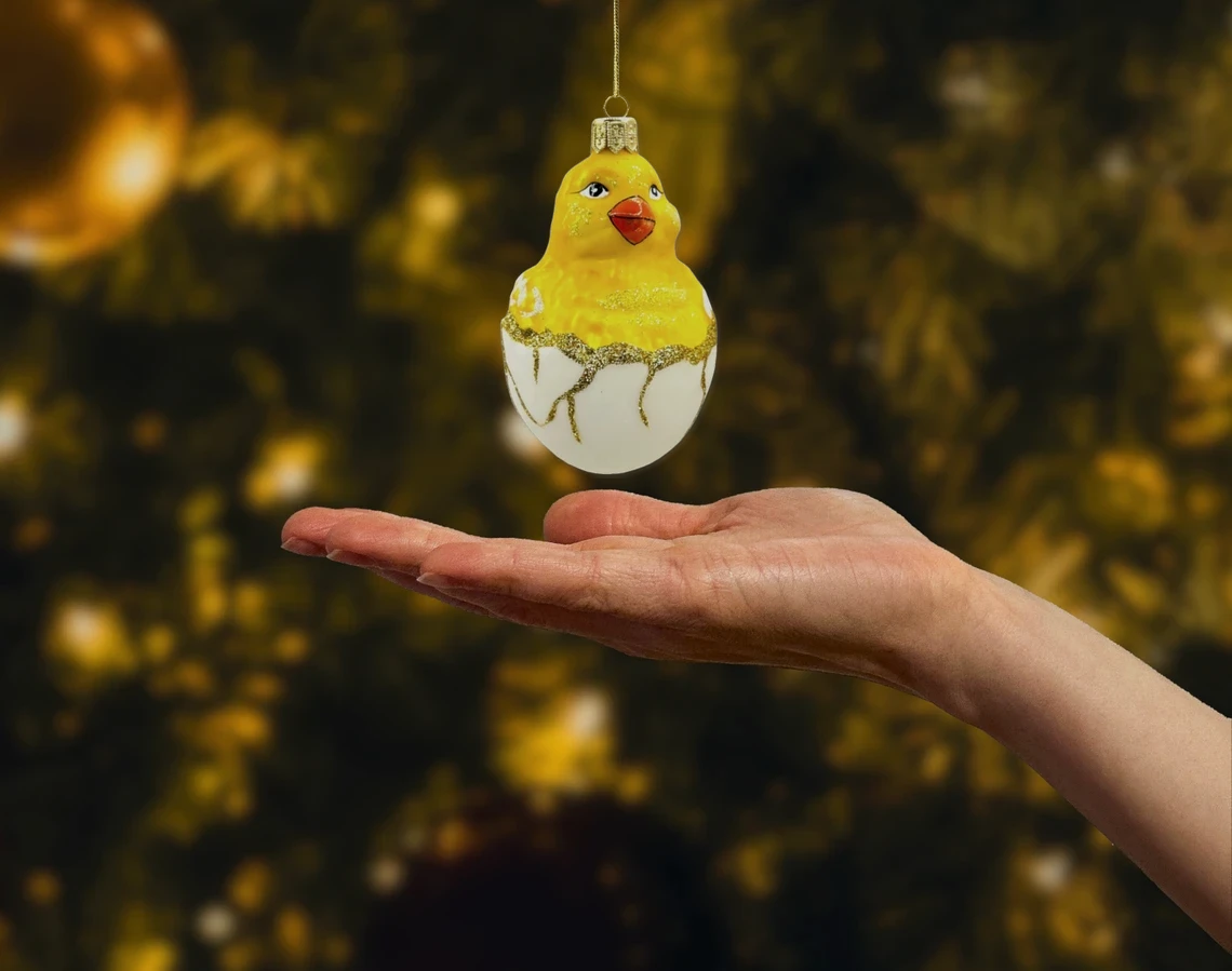 Bombka szklana figurka Pisklątko realne zdjęcie