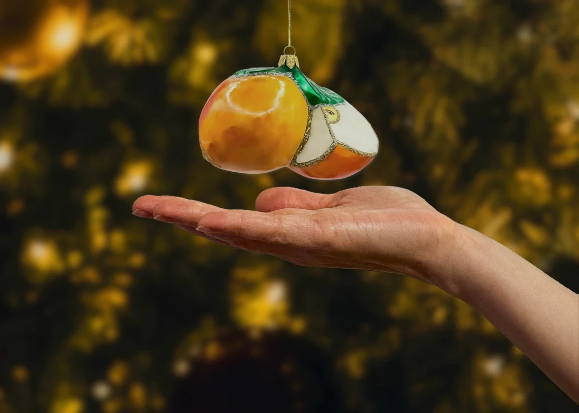 Bombka szklana figurka Przekrojone jabłko realne zdjęcie