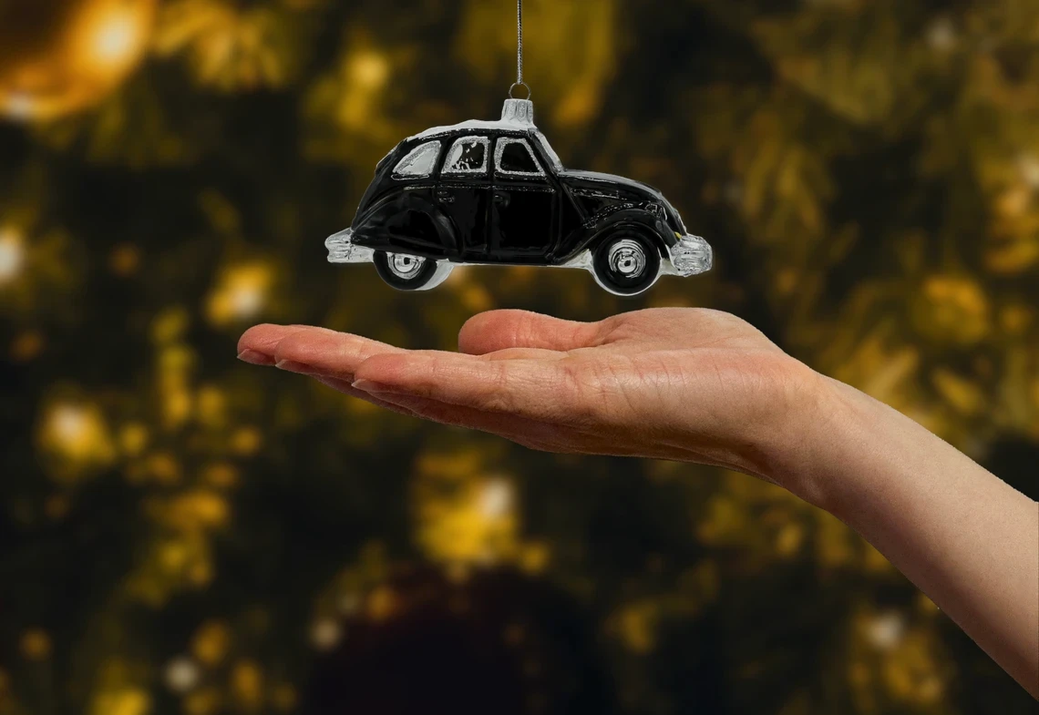 Bombka szklana figurka Samochód Citroen 2CV: czarny realne zdjęcie