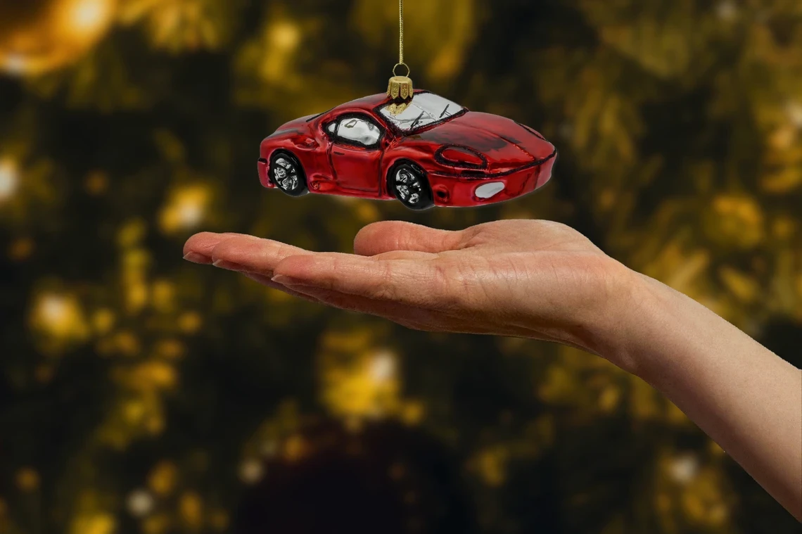 Bombka szklana figurka Samochód sportowy: czerwony realne zdjęcie