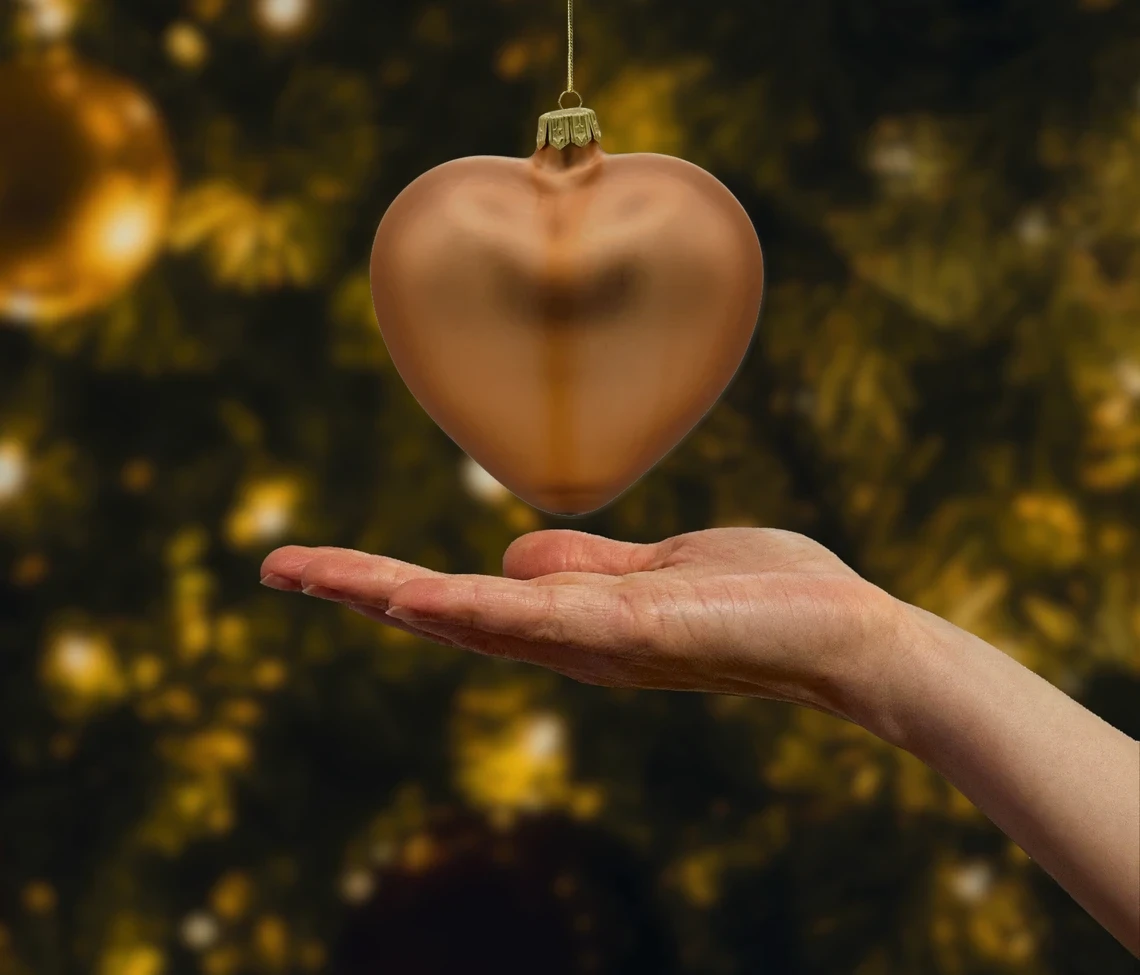 Szklana bombka choinkowa Serce matowe: miedziane realne zdjęcie